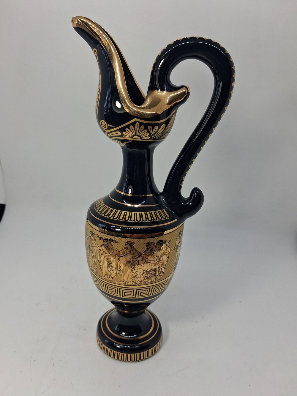 Vintage 24K Gold Trim Greek Amphora Spyropoulos Pitcher Vase